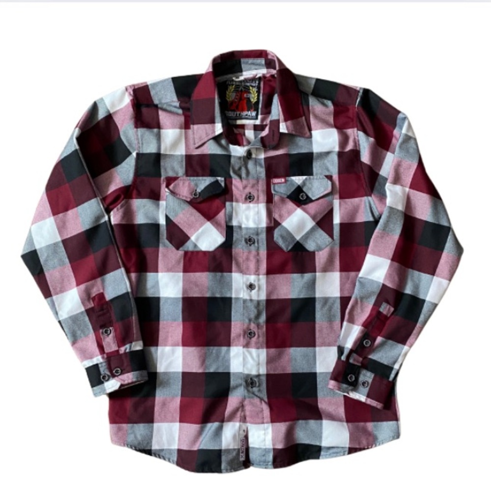 DIXXON FLANNEL CO SOUTHPAW Men’s Maroon White Casual Button Down Shirt Size L